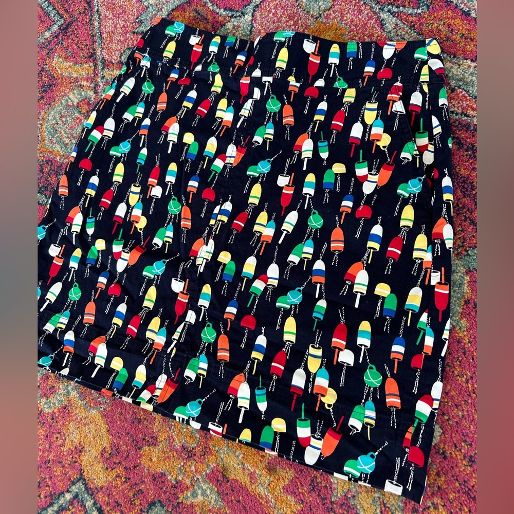 Talbots | Women’s Navy/Multicolor Buoy Pattern Zip Bank Mini Pencil Skirt Size 8 - Picture 6 of 14